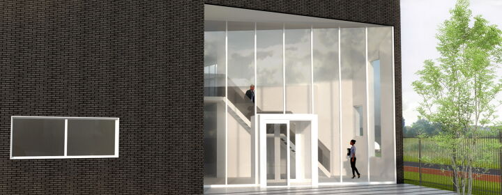 architect bedrijfspand KSO Papendrecht entree kantoor Brand I BBA Architecten