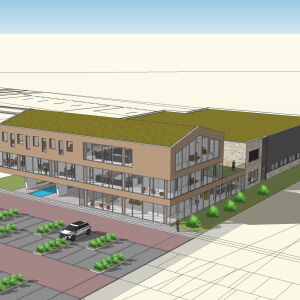 nieuwbouw bedrijfspand kantoor Houten Brand I BBA Architecten