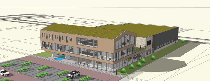 nieuwbouw bedrijfspand kantoor Houten Brand I BBA Architecten