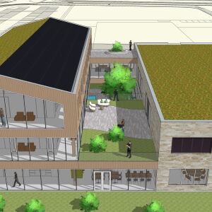 architect bedrijfspand kantoor daktuin Houten Brand I BBA Architecten