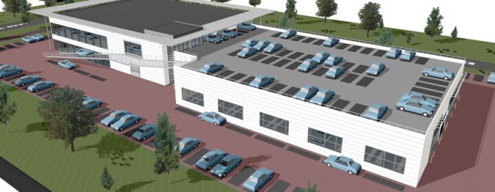 nieuwbouw garage showroom bedrijfspand Pijnacker Brand I BBA Architecten